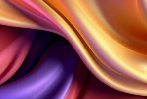 abstrato fundo com 3d ondas brilhante ouro e roxo. generativo ai foto