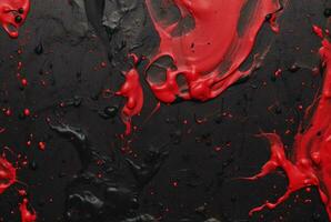 Preto cimento textura fundo com vermelho aguarela pinga ou salpicos. generativo ai foto