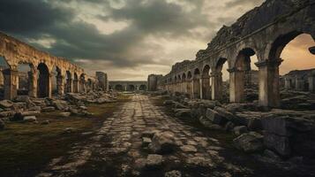 generativo ai, antigo ruínas combinar paisagens com histórico elemento foto