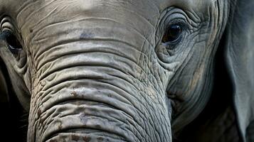 inocência revelado bebê de elefante grande, encantador olhos, ai generativo foto