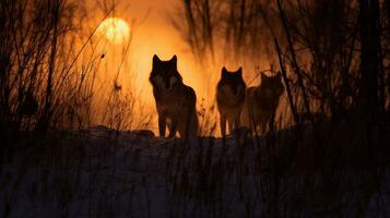 caçadores às crepúsculo crepúsculo perseguir, ai generativo foto