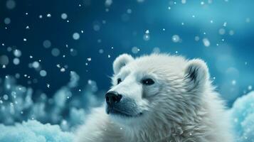 ártico majestade polar Urso dentro neve floresta, ai generativo foto