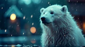 ártico majestade polar Urso dentro neve floresta, ai generativo foto