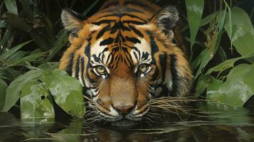 majestoso tigre dentro a encantador floresta tropical, ai generativo foto