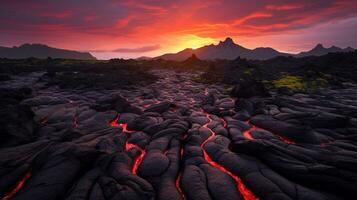 generativo ai, fogosa erupções capturando a impressionante beleza do vulcânico paisagens foto