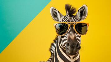 generativo ai, zebra suporte oculos de sol e pastel vibrações foto