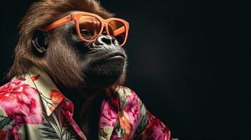 à moda gorila metade corpo revista sessão de fotos, ai generativo foto