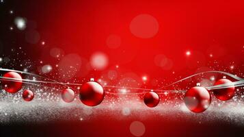 festivo vermelho e prata Natal fundo. generativo ai foto