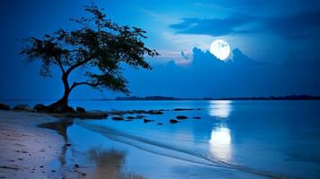 melhorada azul lua beleza. generativo ai foto