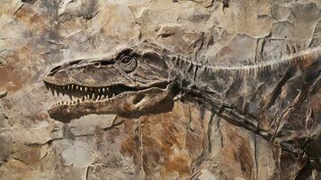 coelófise dinossauro fóssil dentro pedra. generativo ai foto