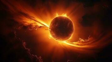 solar eclipse capturado dentro deslumbrante detalhe. generativo ai foto