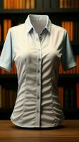 guarda roupa essencial fêmea dons esvaziar camisa, uma Fundação para ilimitado moda possibilidades vertical Móvel papel de parede ai gerado foto