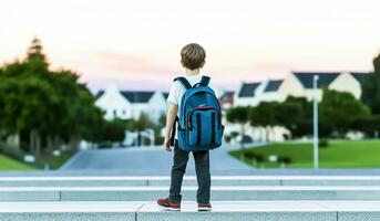 criança com mochila, costas para escola conceito. ai gerado foto