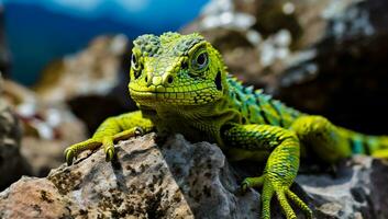 lindo verde lagarto. ai gerado foto