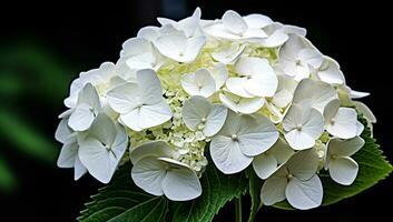 branco hortensia fechar-se com ótimo detalhe. ai gerado foto