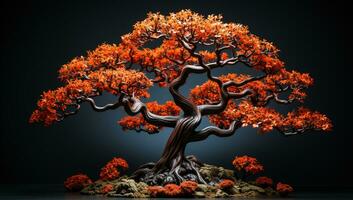 árvore com outono cores isolado em Sombrio fundo. ai gerado foto