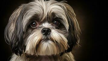 realista retrato do shih tzu cachorro. ai gerado foto