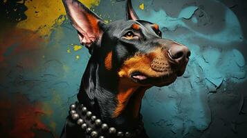 realista retrato do doberman cachorro. ai gerado foto