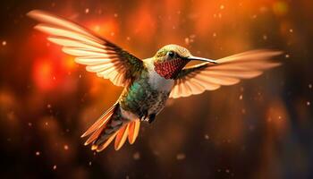 beija Flor vôo, vibrante cores, espalhar asas beleza dentro natureza gerado de ai foto