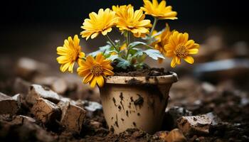 frescor do verão uma solteiro flor flores dentro uma vaso gerado de ai foto