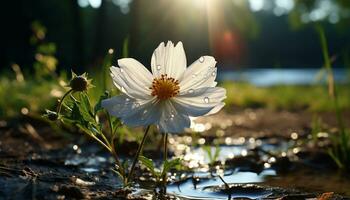 frescor do verão Prado verde pétalas flor dentro tranquilo beleza gerado de ai foto