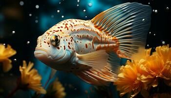 embaixo da agua beleza vibrante peixe natação dentro uma tropical coral recife gerado de ai foto