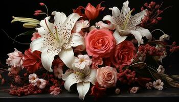 frescor e beleza dentro natureza, uma ramalhete do Rosa orquídeas gerado de ai foto