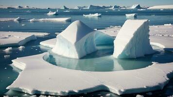 hipnotizante pedaços do gelo por dentro partes a polar zonas, uma mordeu do gelo interior partes a mar. ai gerado foto