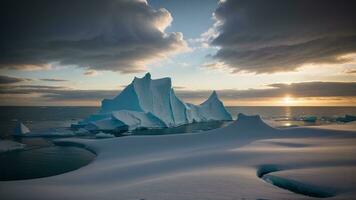 hipnotizante pedaços do gelo dentro partes a polar zonas, uma mordeu do gelo interior partes a mar. ai gerado foto