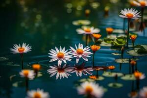 floresce em água ampla escala captura da natureza charme. afiado sutil elementos e fantástico bokeh incluir encantamento. criativo recurso, ai gerado foto