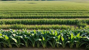 verde colunas do fez milho em uma privado agrário campo. ai gerado foto