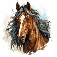 cavalo retrato dentro aguarela estilo. vetor ilustração do uma cavalo. ai gerado foto