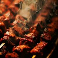 gourmet shish Kebab trabalhada com generativo ai foto