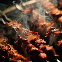 gourmet shish Kebab trabalhada com generativo ai foto
