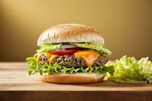 tentador queijo hamburguer com generativo ai foto