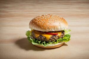 tentador clássico queijo hamburguer generativo ai foto