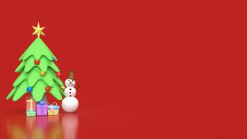 a boneco de neve e Natal árvore para feriado conceito 3d Renderização foto