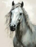 ai generativo branco cavalo retrato isolado em branco fundo foto