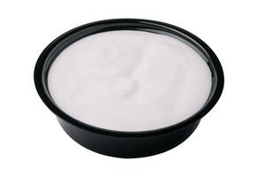 tigela do azedo creme iogurte isolado em branco fundo foto