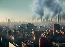 ar poluição dentro uma arranha-céus cidade foto
