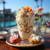 ai gerado verão beber frio milkshake foto