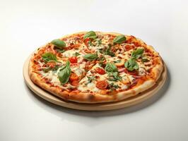 ai gerado delicioso italiano pizza comida rápida foto branco fundo