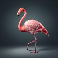 flamingo em uma Preto fundo. 3d Renderização. ilustração. ai generativo foto