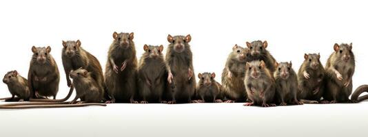 grupo do rato dentro frente do uma branco fundo com espaço para texto ai generativo foto