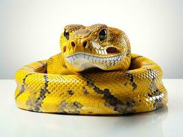 amarelo boa constritor serpente isolado em branco fundo com recorte caminho. ai generativo foto