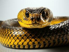 amarelo boa constritor serpente isolado em branco fundo com recorte caminho. ai generativo foto