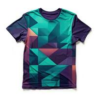 abstrato camiseta Projeto com geométrico padronizar em Sombrio fundo. 3d Renderização. ai generativo foto