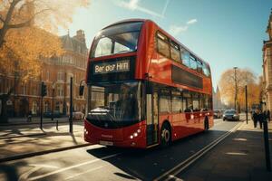 vermelho Duplo decker ônibus dentro a Londres cidade foto