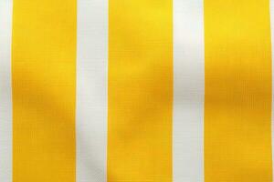 amarelo e branco listrado tecido textura fundo. ai gerado foto
