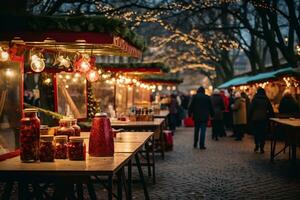 ai generativo imagem do uma encantador Natal mercado foto